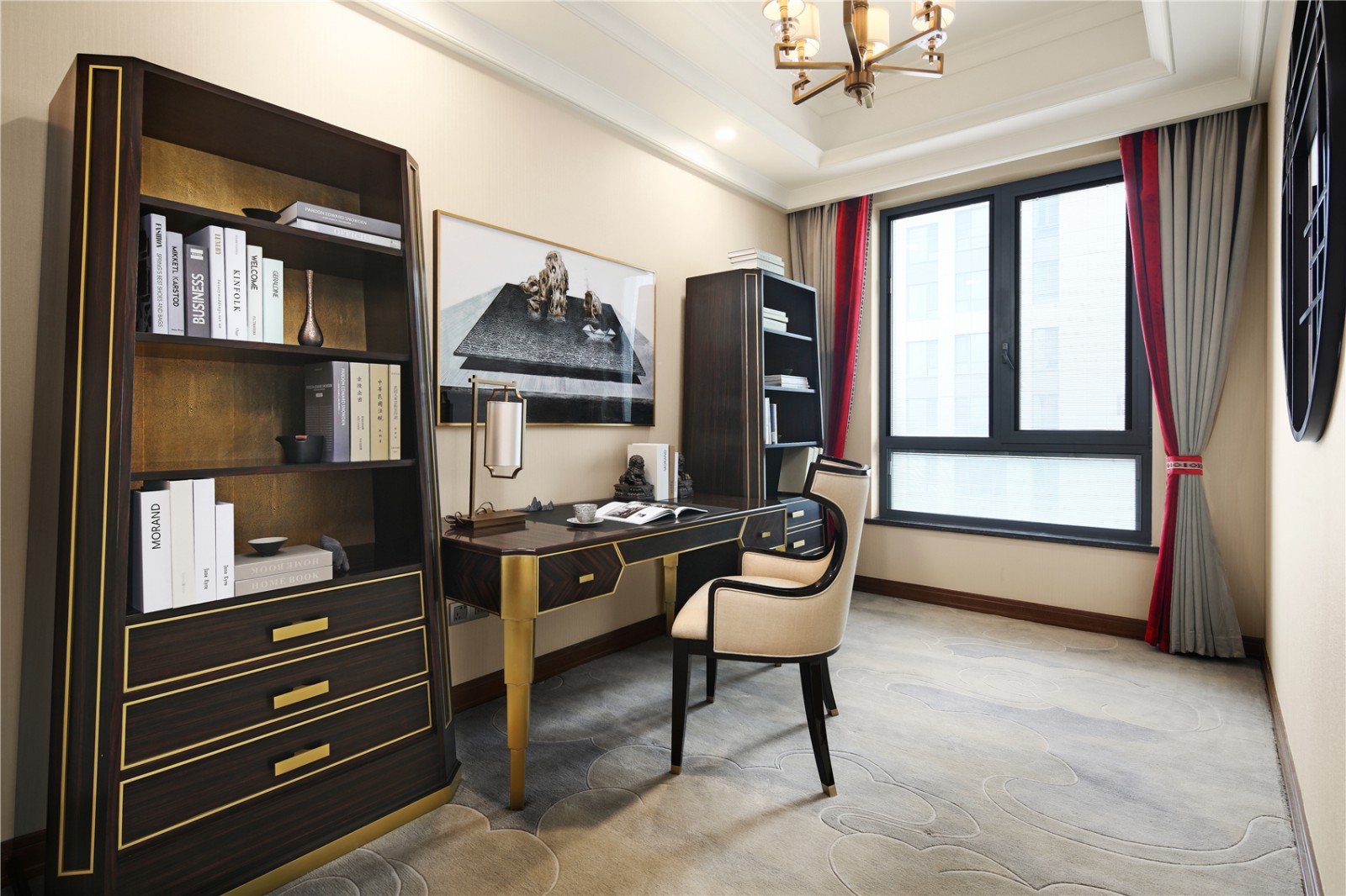 新中式風格家裝設計平層室內裝修效果圖-書房 新中式風格家裝設計平層室內裝修效果圖-書房