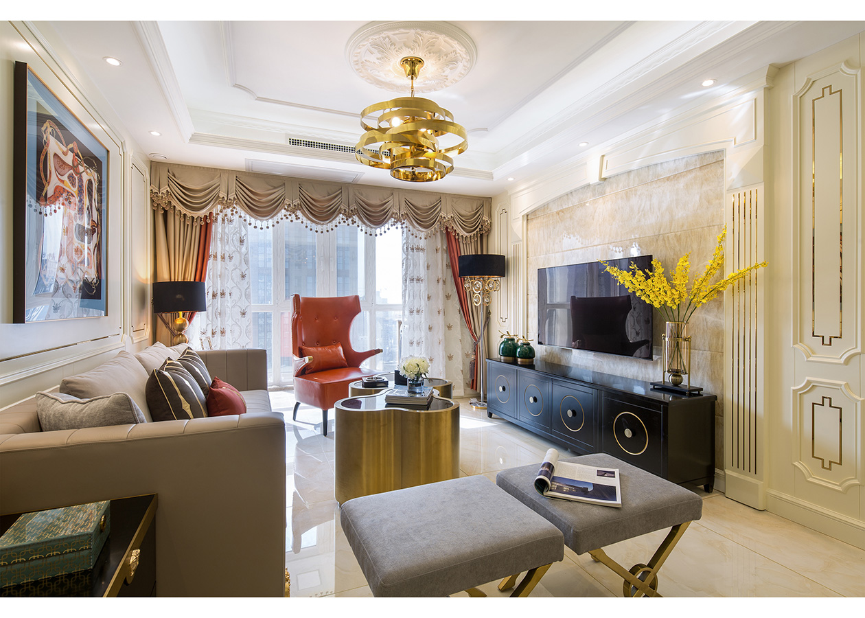 美式輕奢風格室內(nèi)設計家裝案例-客廳 美式輕奢風格室內(nèi)設計家裝案例-客廳