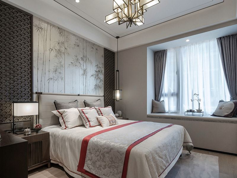 河源市百信百小區新中式風格三居室裝修案例