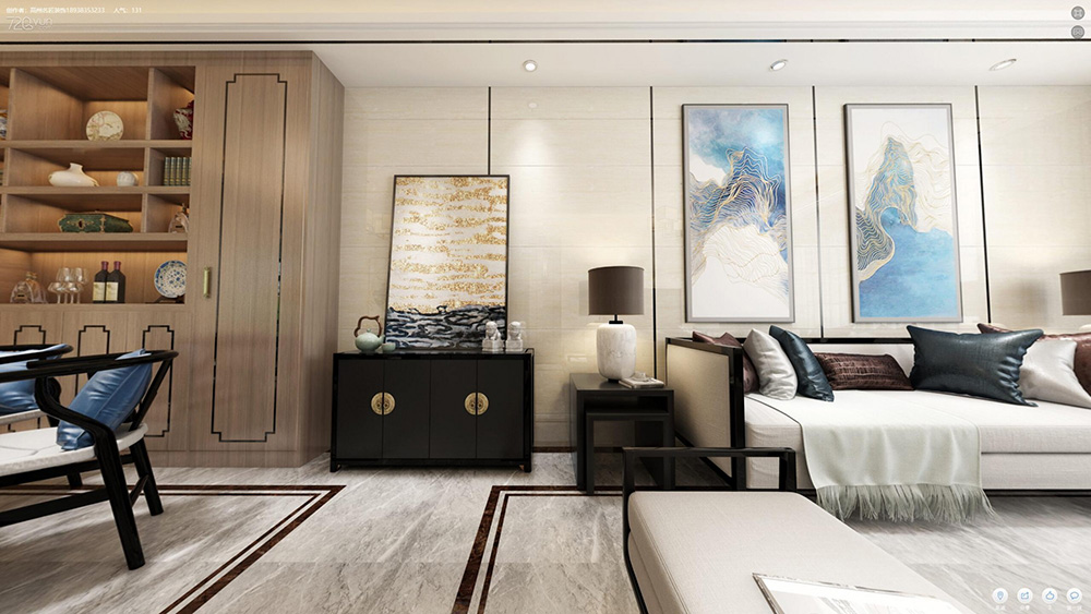 新中式風格室內裝修效果圖-佛山萬科城三居125平米-沙發背景墻 新中式風格室內裝修效果圖-佛山萬科城三居125平米-沙發背景墻