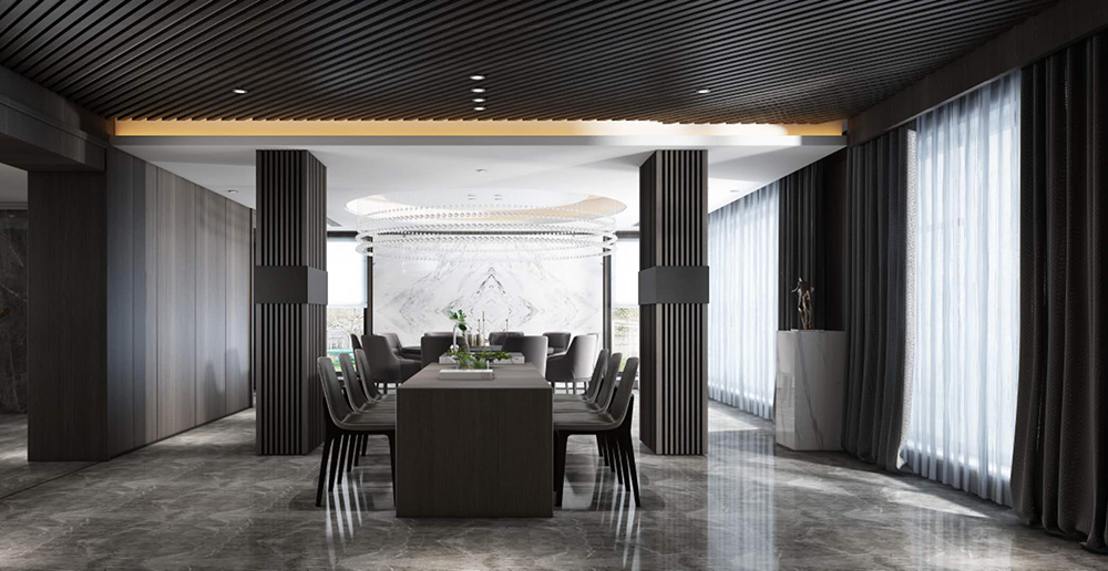 裝修公司現代輕奢風格別墅裝修效果圖-餐廳 裝修公司現代輕奢風格別墅裝修效果圖-餐廳