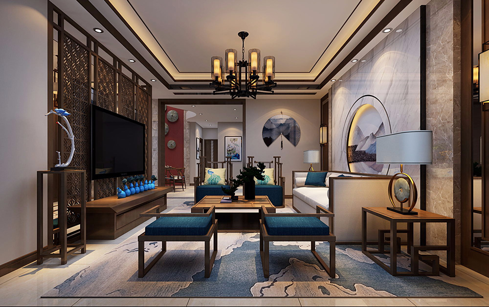 新中式風格別墅裝修設計效果圖-東逸灣水漾林岸別墅410平米-別墅裝修設計客廳 新中式風格別墅裝修設計效果圖-東逸灣水漾林岸別墅410平米-別墅裝修設計客廳