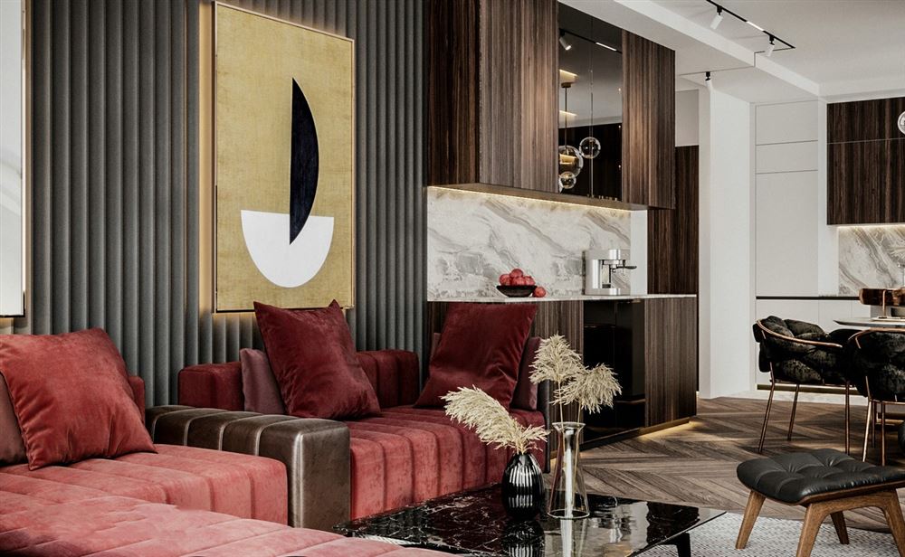 江門市御郡花園輕奢風(fēng)格三居室裝修案例