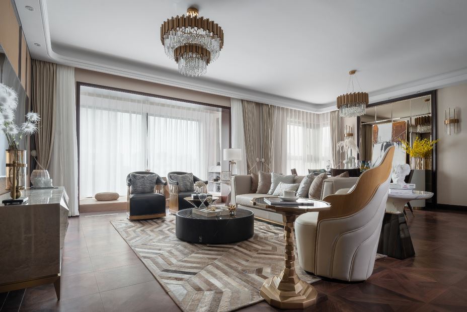 江門市新會(huì)玉圭園輕奢風(fēng)格三居室裝修案例