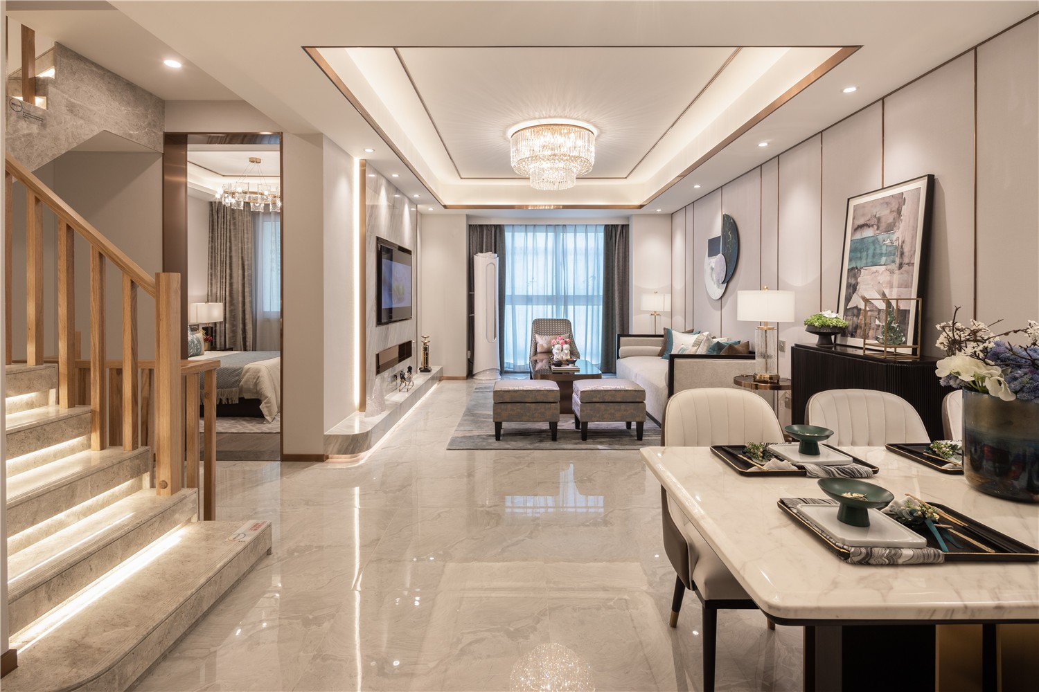 新中式風格別墅高端裝修設計-客廳 新中式風格別墅高端裝修設計-客廳