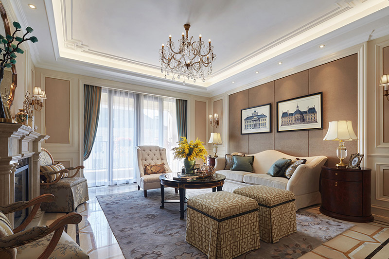 簡歐輕奢風格室內裝修效果圖-尚都城奧特萊斯四居160平米-客廳 簡歐輕奢風格室內裝修效果圖-尚都城奧特萊斯四居160平米-客廳