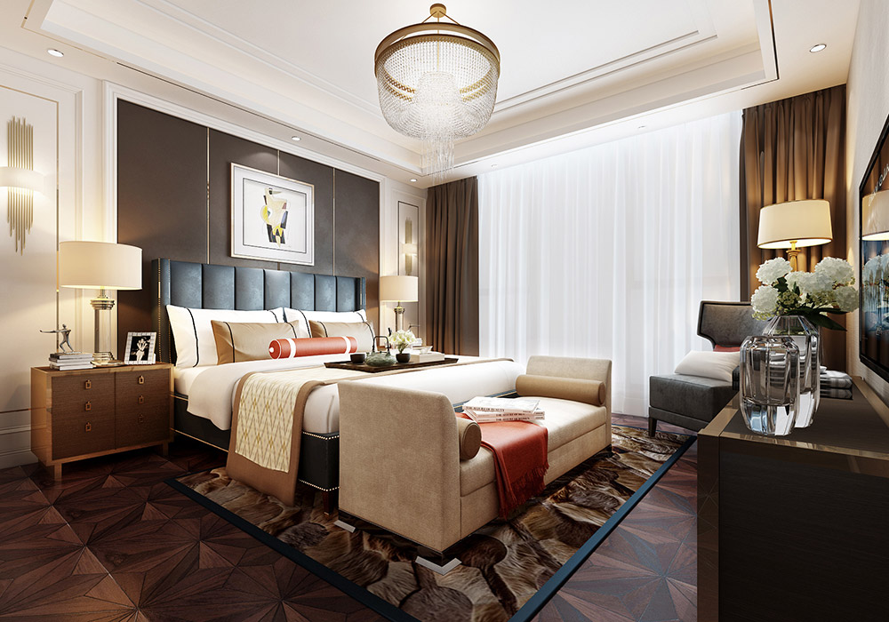 美式鄉(xiāng)村風格室內裝修效果圖-碧桂園翡翠灣四居140平米-臥室 美式鄉(xiāng)村風格室內裝修效果圖-碧桂園翡翠灣四居140平米-臥室