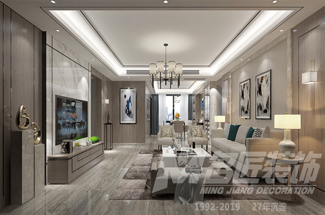 輕奢風格室內裝修效果圖-博奧城三居205平米-客廳 輕奢風格室內裝修效果圖-博奧城三居205平米-客廳