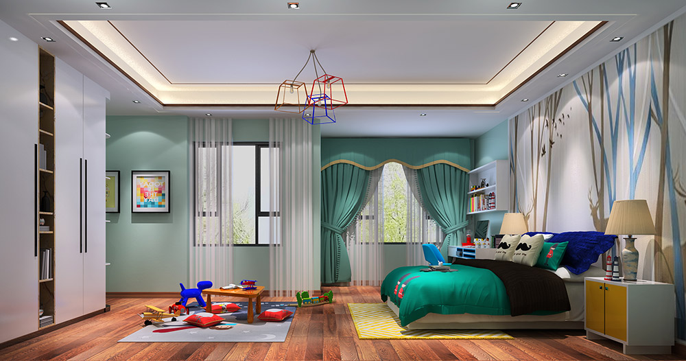 新中式風格別墅裝修效果圖-東逸灣翠河澗四居190平米-小孩房 新中式風格別墅裝修效果圖-東逸灣翠河澗四居190平米-小孩房