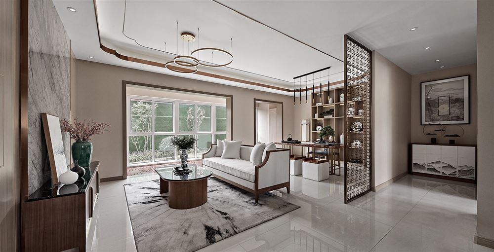 佛山市頤安·天璟名庭新中式風格三居室裝修案例