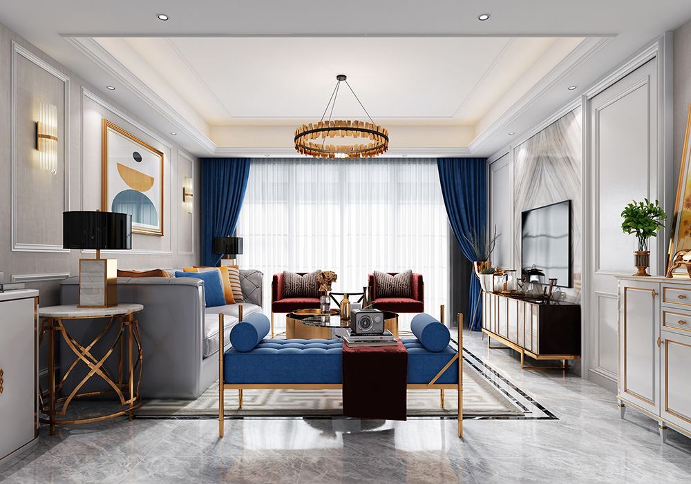 佛山市招商樾園輕奢風格三居室裝修案例