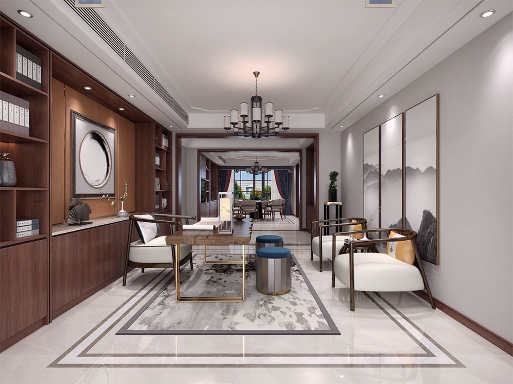 連云港市東方領(lǐng)秀新中式風(fēng)格別墅裝修案例