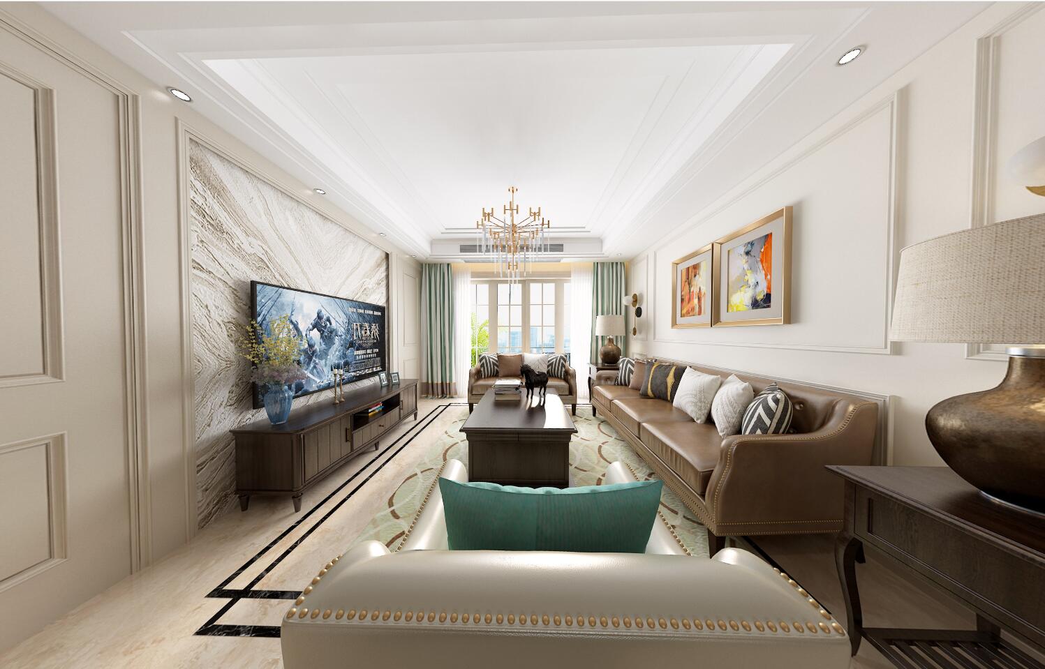 廣州市萬科南方公元歐式風格三居室裝修案例