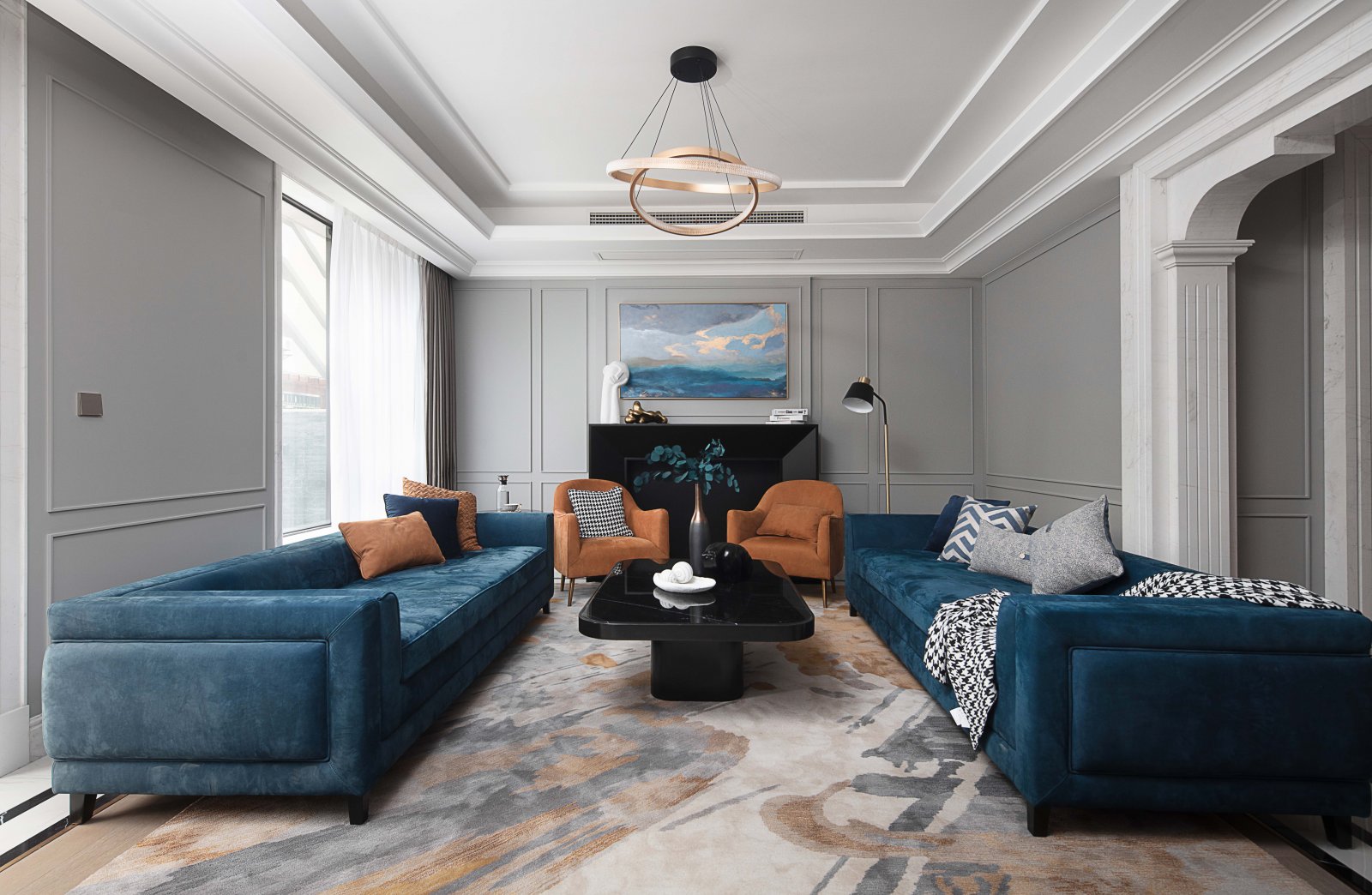 裝修案例現代輕奢風格室內裝修效果圖-客廳 裝修案例現代輕奢風格室內裝修效果圖-客廳