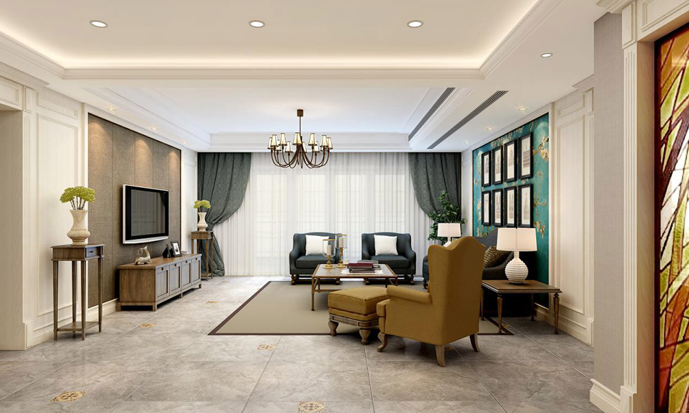 美式鄉村風格室內裝修效果圖-皇家首座三居130平米-客廳 美式鄉村風格室內裝修效果圖-皇家首座三居130平米-客廳