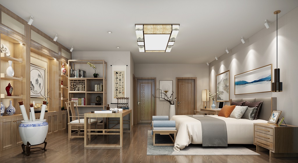 淮安市都梁名郡新中式風格別墅裝修案例