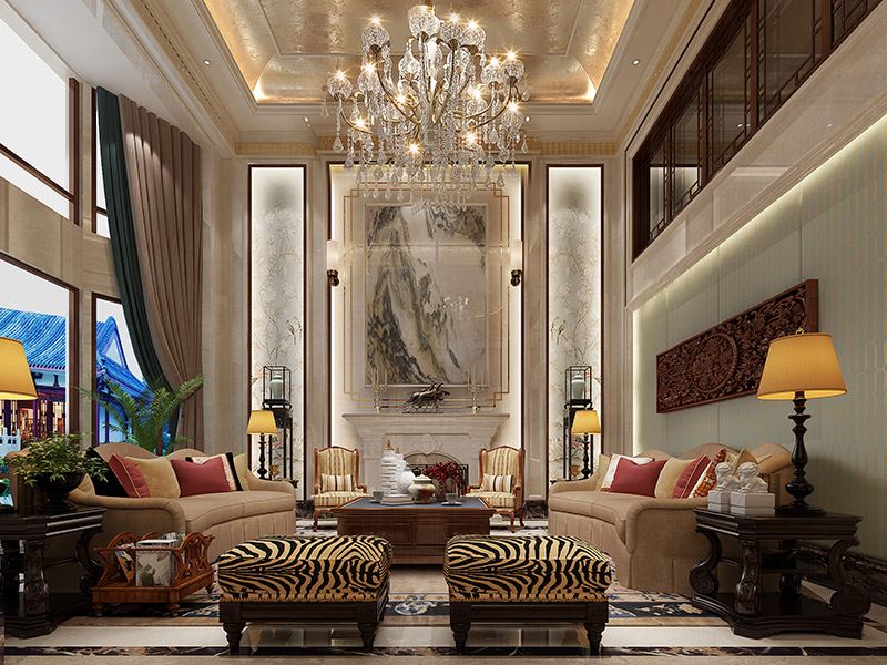 泰州市長(zhǎng)江玫瑰園別墅小區(qū)新中式風(fēng)格別墅裝修案例