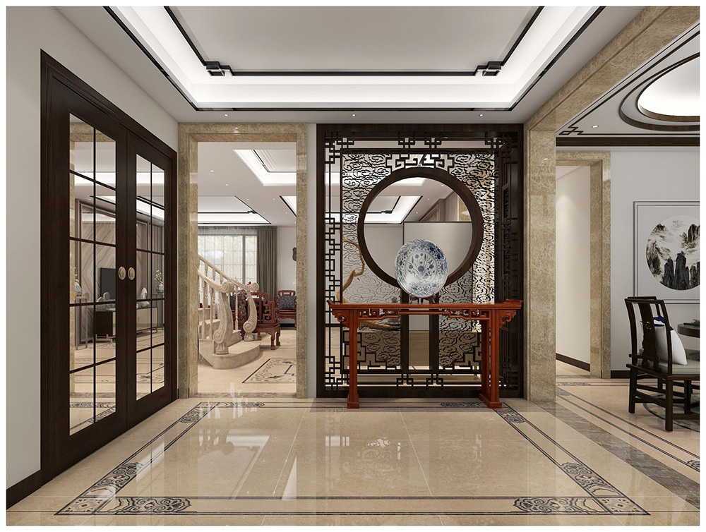 新中式風格別墅裝修設計效果圖-美的海岸花園別墅366平米-別墅入戶玄關(guān)裝修設計 新中式風格別墅裝修設計效果圖-美的海岸花園別墅366平米-別墅入戶玄關(guān)裝修設計