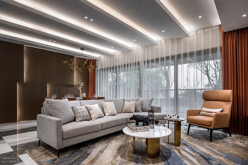 陽江市正德玥瓏灣輕奢風格三居室裝修案例