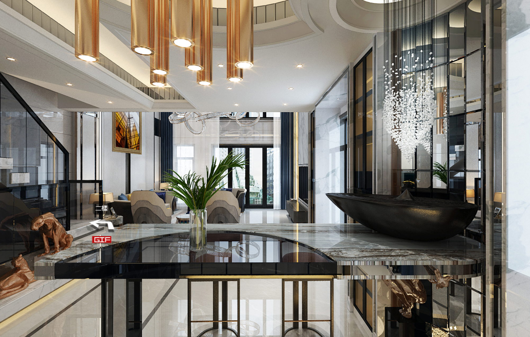 佛山保利外灘一號別墅350平米現代簡約風格室內裝修案例-客廳 佛山保利外灘一號別墅350平米現代簡約風格室內裝修案例-客廳