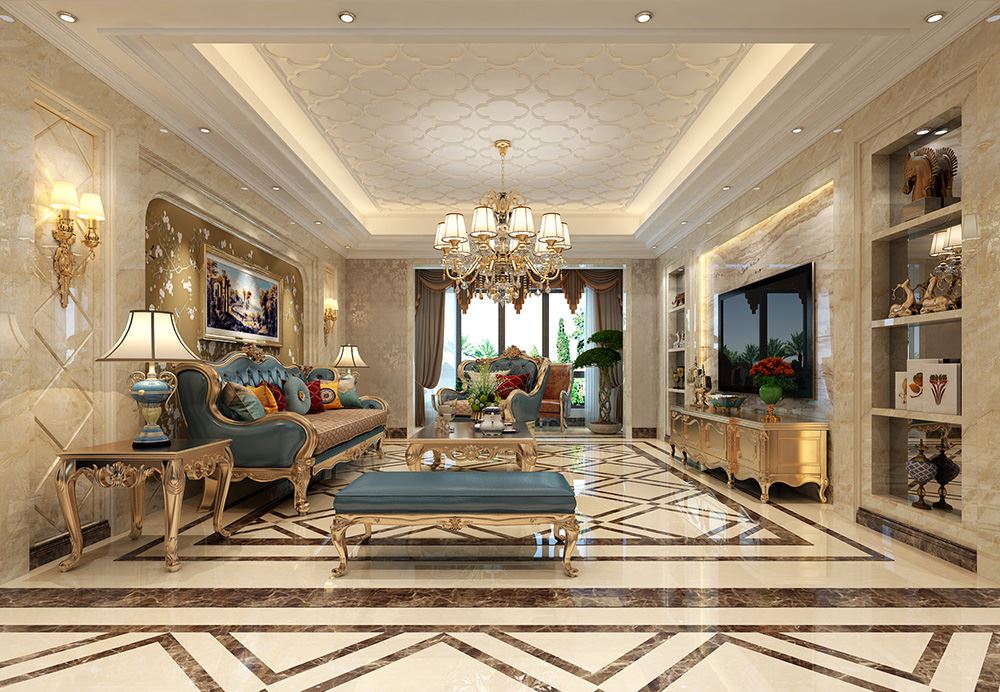 青島市星雨華府商住樓歐式風(fēng)格三居室裝修案例