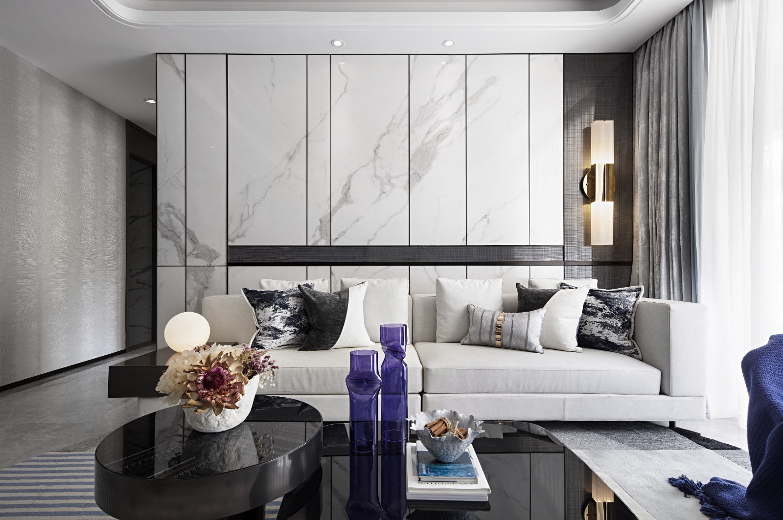 現代輕奢風格別墅室內設計家裝案例-客廳背景墻 現代輕奢風格別墅室內設計家裝案例-客廳背景墻