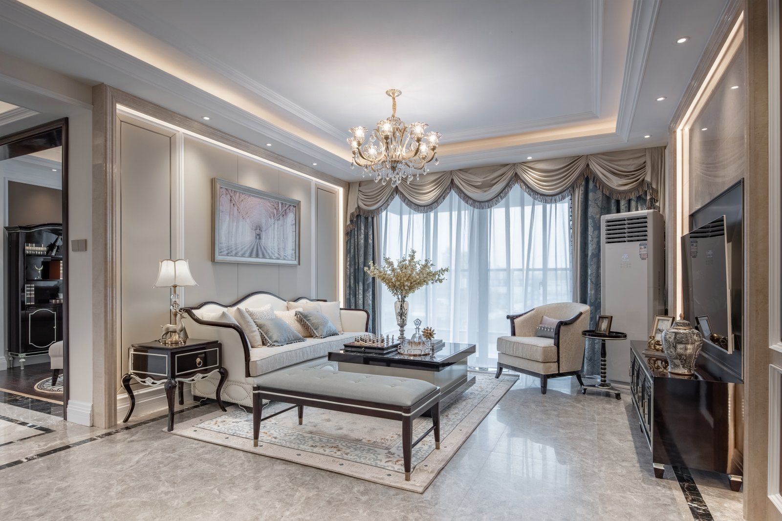 現(xiàn)代法式風格室內設計家裝案例-客廳 現(xiàn)代法式風格室內設計家裝案例-客廳