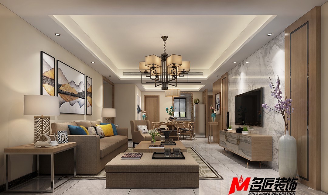 佛山市金茂碧桂園正榮府新中式風(fēng)格三居室裝修案例