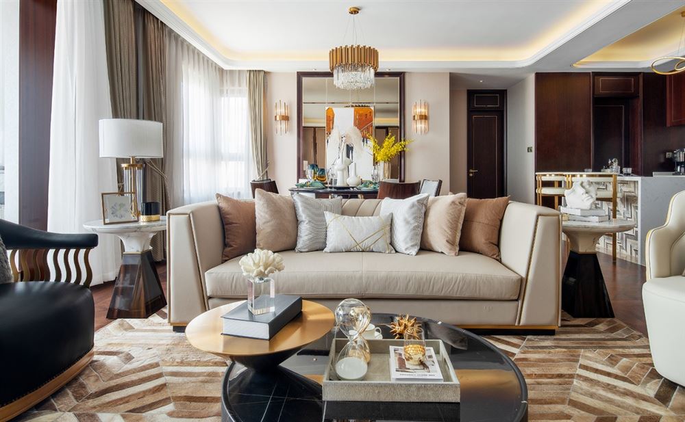 江門市世茂碧海銀湖輕奢風格三居室裝修案例