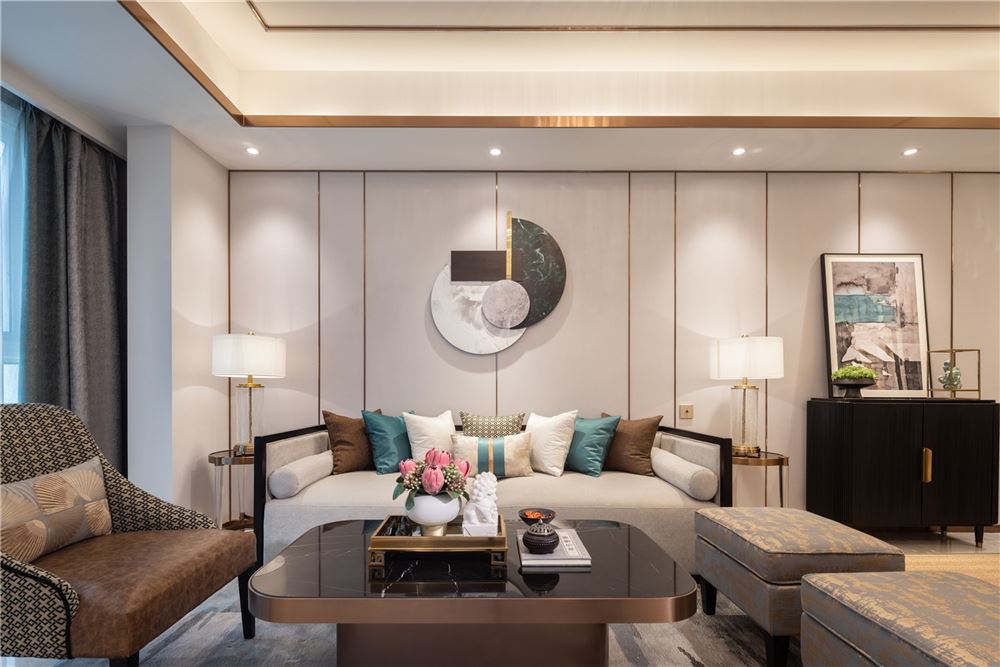 江門市東興大道住宅樓新中式風格別墅裝修案例