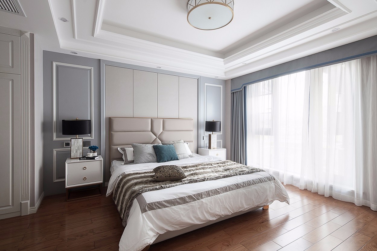 美式輕奢風格家裝設(shè)計別墅裝修效果圖-臥室 美式輕奢風格家裝設(shè)計別墅裝修效果圖-臥室