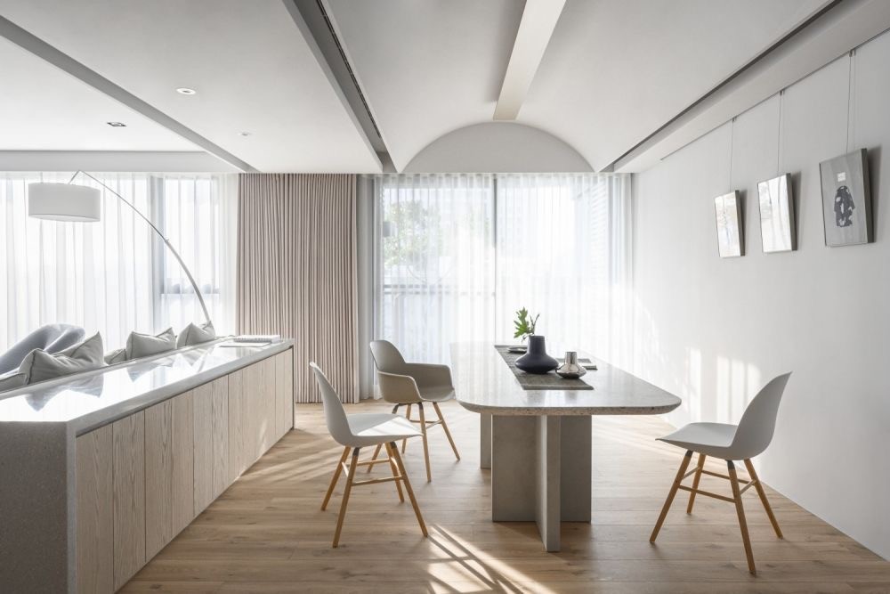 原木米白簡約風格室內家裝案例效果圖-餐廳 原木米白簡約風格室內家裝案例效果圖-餐廳