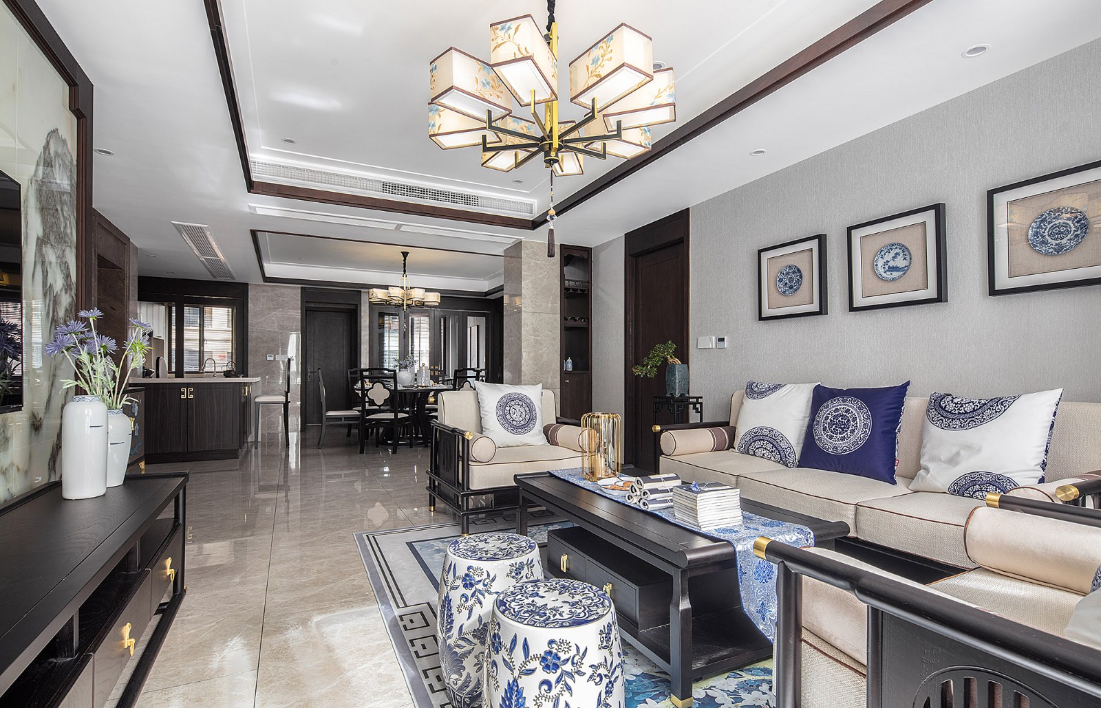 裝修案例新中式風格室內裝修效果圖-客廳 裝修案例新中式風格室內裝修效果圖-客廳