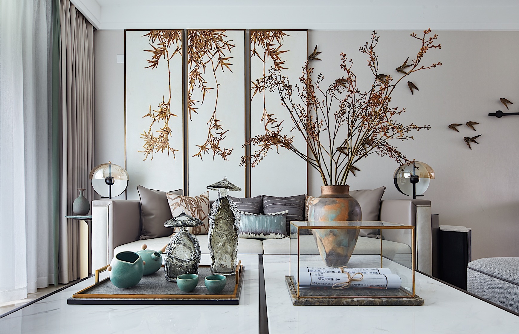 簡約中式風格室內設計家裝案例-客廳背景墻 簡約中式風格室內設計家裝案例-客廳背景墻