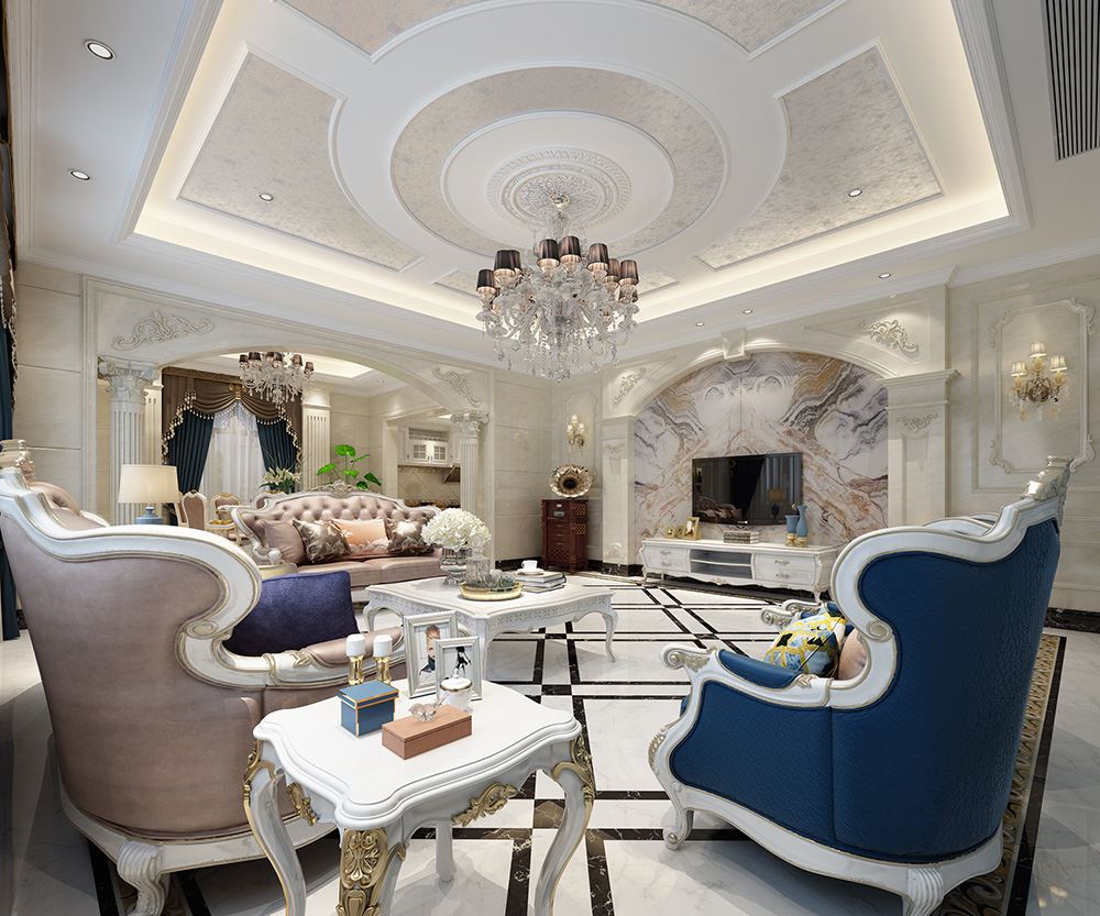 青島市中聯依山伴城歐式風格三居室裝修案例