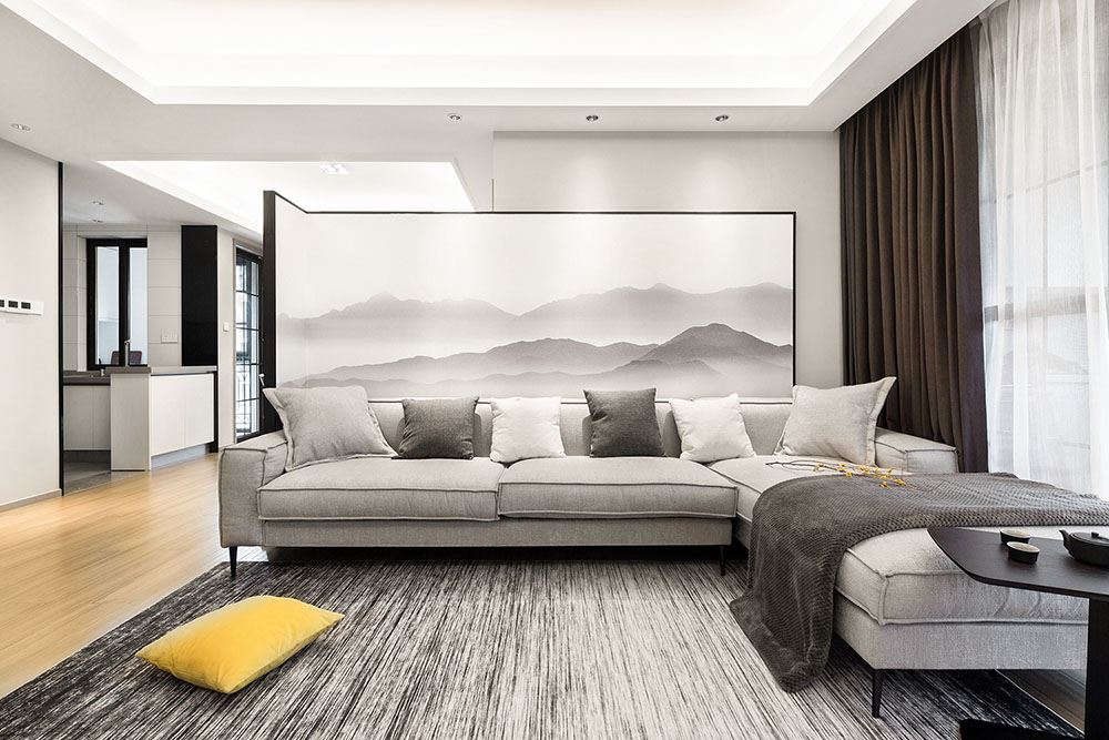 佛山市綠城·桂語蘭庭新中式風格三居室裝修案例