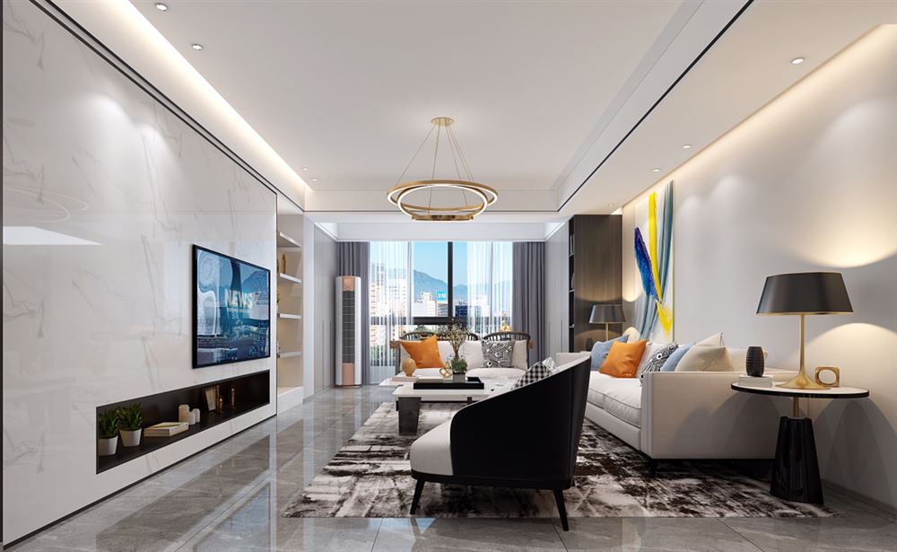 廣州市恒大山水城輕奢風格三居室裝修案例