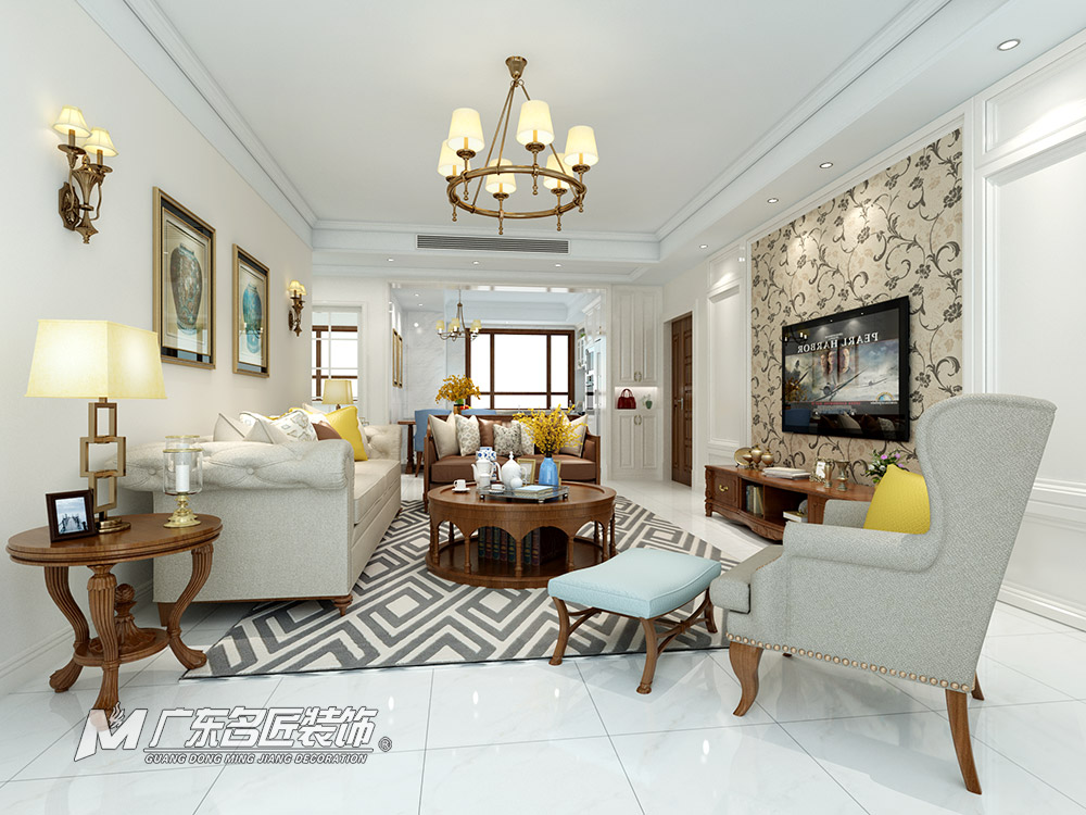 博維中央公園三居130平米美式風格裝修案例-客廳 博維中央公園三居130平米美式風格裝修案例-客廳