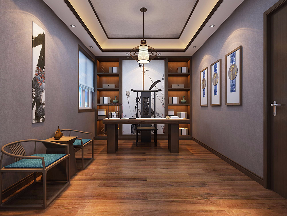 新中式風格別墅裝修設計效果圖-東逸灣水漾林岸別墅410平米-別墅裝修設計書房 新中式風格別墅裝修設計效果圖-東逸灣水漾林岸別墅410平米-別墅裝修設計書房