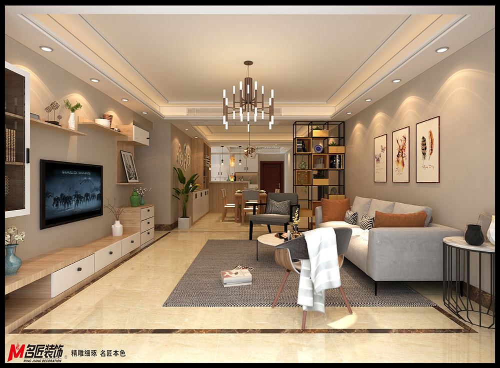 茂名市財富時代現代簡約風格二居室裝修案例