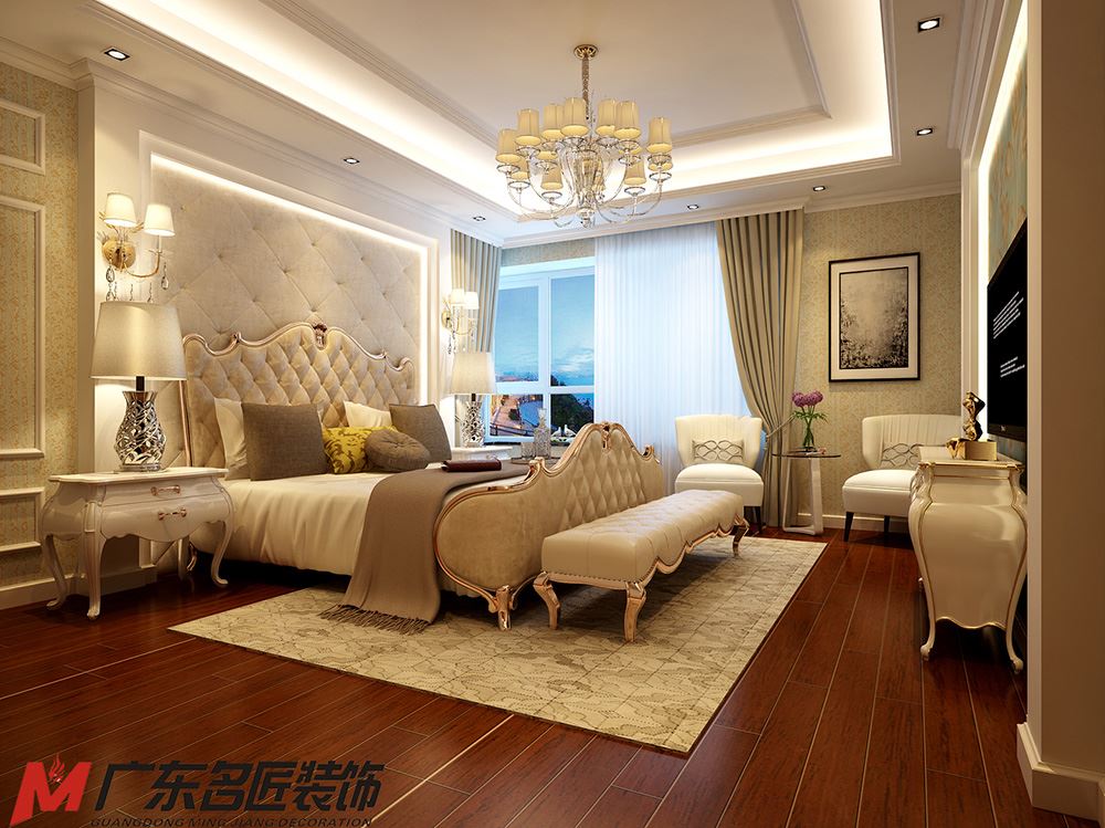 青島市中聯依山伴城歐式風格四居室裝修案例