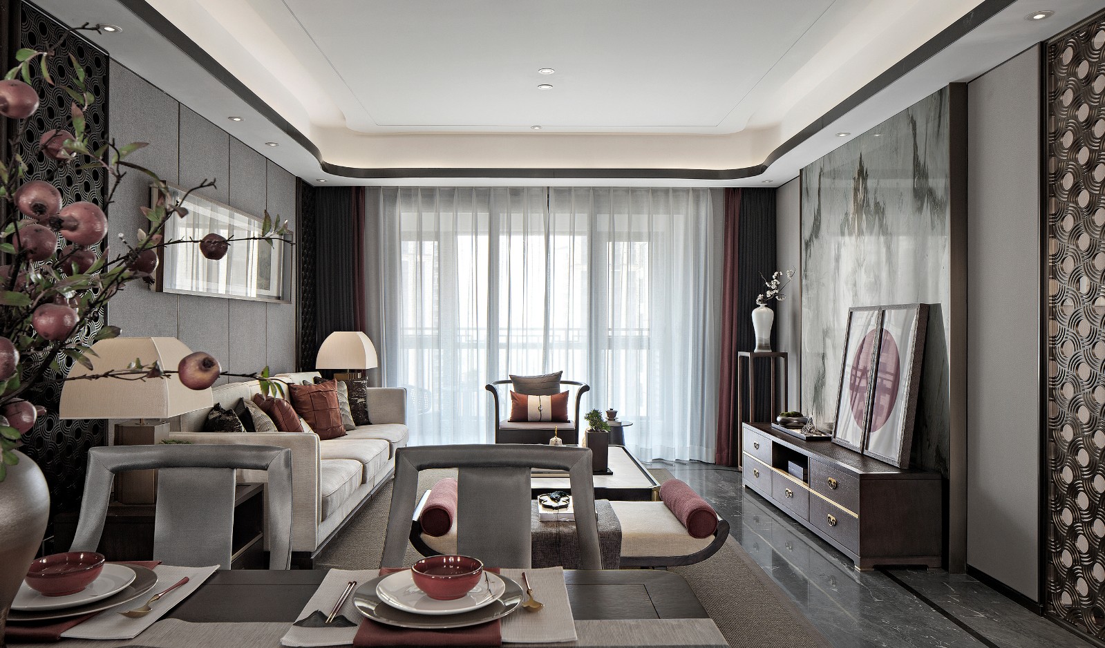 新中式風格家裝設(shè)計室內(nèi)裝修效果圖-客廳 新中式風格家裝設(shè)計室內(nèi)裝修效果圖-客廳