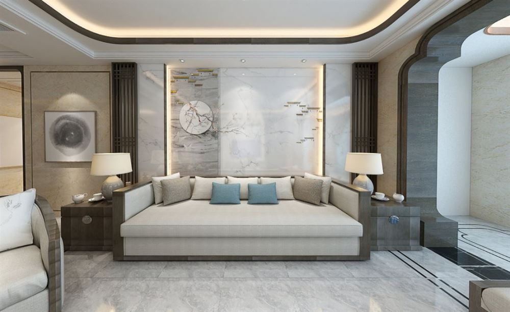 廣州市錦城花園新中式風格四居室裝修案例