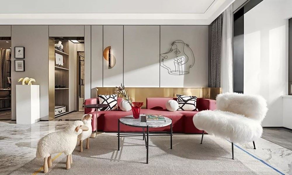 江門市寶翠園輕奢風格三居室裝修案例