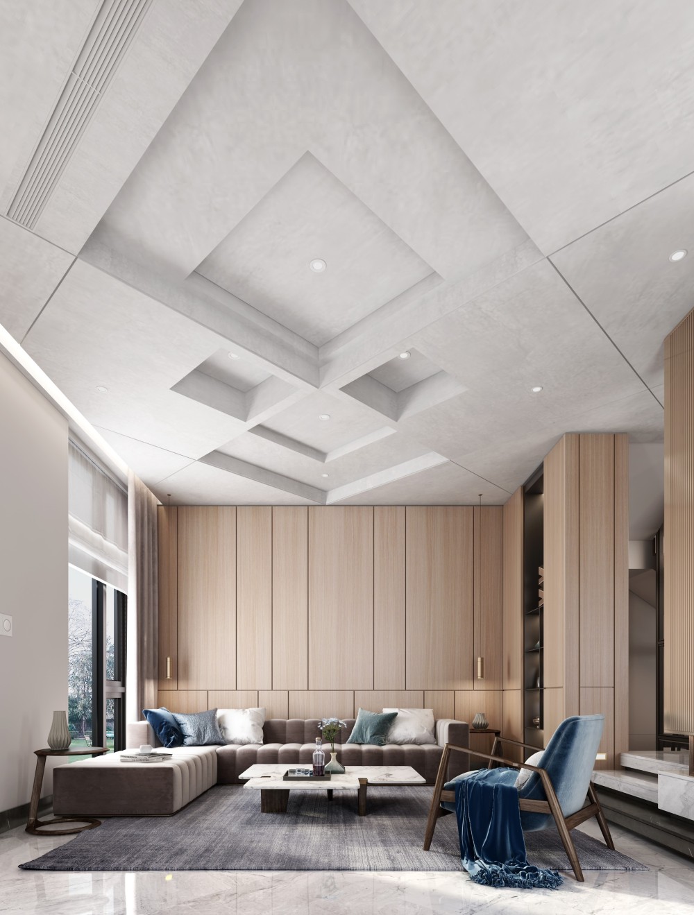 新中式風(fēng)格別墅家裝案例效果圖-客廳 新中式風(fēng)格別墅家裝案例效果圖-客廳