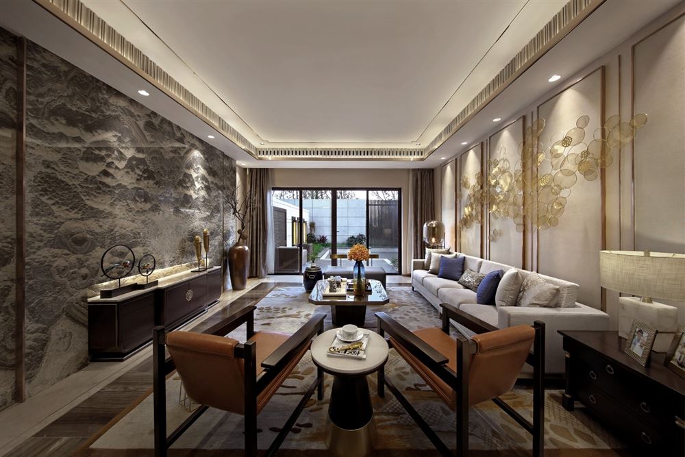 佛山市萬科金域水岸新中式風格四居室裝修案例