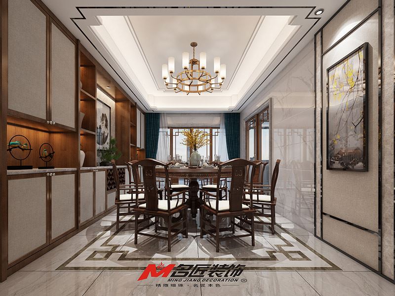 揭陽市濱江尚都新中式風格三居室裝修案例