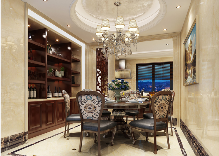 嘉興市嘉業陽光城歐式風格五居室裝修案例