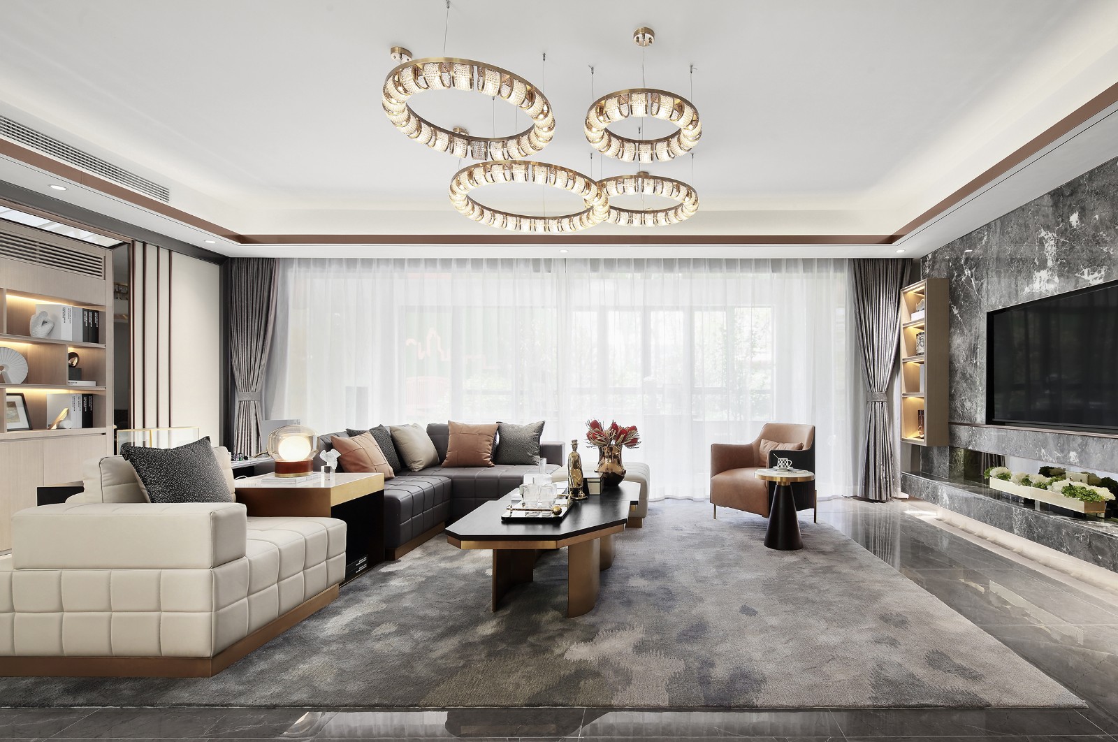 港式輕奢風格室內設計家裝案例-客廳 港式輕奢風格室內設計家裝案例-客廳