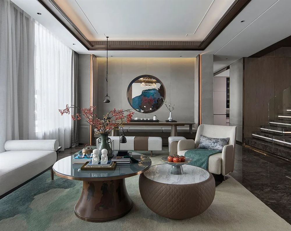 廣州市時代天韻新中式風格復式裝修案例